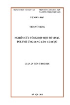 Nghiên cứu tổng hợp một số vinyl polyme ứng dụng làm tá dược