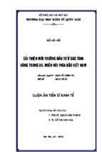 Cải thiện môi trường đầu tư ở các tỉnh vùng trung du, miền núi phía bắc việt nam