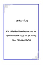 Các giải pháp nhằm nâng cao năng lực cạnh tranh của công ty du lịch hương giang chi nhánh hà nội