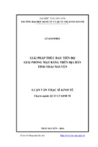 Giải pháp thúc đẩy tiến độ giải phóng mặt bằng trên địa bàn tỉnh thái nguyên