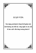 Xây dựng mô hình lý thuyết để phân tích ảnh hưởng của tiến bộ công nghệ và các yếu tố sản xuất đến tăng trưởng kinh tế