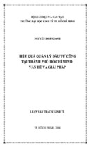 Luận án tiến sĩ hiệu quả quản lý đầu tư công tại tp