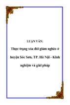 Thực trạng xóa đói giảm nghèo ở huyện sóc sơn, tp. hà nội   kinh nghiệm và giải pháp