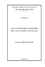 Quản lý kinh tế biển   kinh nghiệm quốc tế và vận dụng vào việt nam