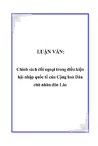 Chính sách đối ngoại trong điều kiện hội nhập quốc tế của cộng hoà dân chủ nhân dân lào