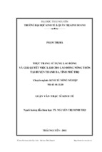 Thực trạng sử dụng lao động và giải quyết việc làm cho lao động nông thôn tại huyện thanh ba tỉnh phú thọ