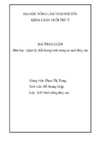 Bài thảo luận môn học quản lý chất lượng nước trong ao nuôi thủy sản