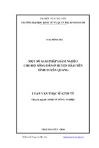 Một số giải pháp giảm nghèo cho hộ nông dân ở huyện hàm yên tỉnh tuyên quang