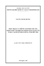 Thực trạng và những giải pháp chủ yếu nhằm nâng cao hiệu quả kinh tế sản xuất cây ăn quả tại huyện đoan hùng, tỉnh phú thọ