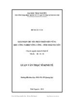 Luận văn thạc sĩ kinh tế giải pháp chủ yếu phát triển bền vững khu công nghiệp sông công   tỉnh thái nguyên