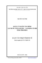 Quản lý nguồn tài chính tại trung tâm giáo dục   lao động xã hội tỉnh vĩnh phúc