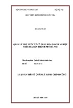 Tóm tắt luận án tiến sĩ quản lý hành chính công quản lý nhà nước về cổ phần hóa doanh nghiệp trên địa bàn thành phố hà nội