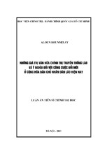 Những giá trị văn hóa chính trị truyền thống lào và ý nghĩa đối với công cuộc đổi mới ở cộng hoà dân chủ nhân dân lào hiện nay