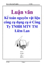 Luận văn tốt nghiệp kế toán nguyên vật liệu   công cụ dụng cụ trong doanh nghiệp