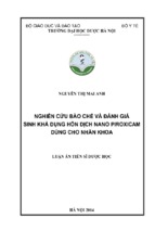 Nghiên cứu bào chế và đánh giá sinh khả dụng hỗn dịch nano piroxicam dùng cho nhãn khoa