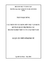 Các nhân tố tác động đến việc vận dụng kế toán quản trị trong các doanh nghiệp nhỏ và vừa tại việt nam