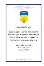 Tác động của các yếu tố tài chính đến hiệu quả hoạt động kinh doanh của các công ty niêm yết trên thị trường chứng khoán việt nam