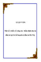 Một số ý kiến về công tác thẩm định dự án đầu tư tại sở kế hoạch & đầu tư hà tây