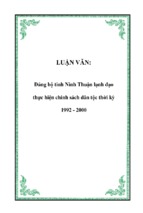 đảng bộ tỉnh ninh thuận lạnh đạo thực hiện chính sách dân tộc thời kỳ 1992   2000