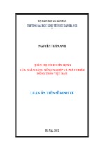 Quản trị rủi ro tín dụng của ngân hàng nông nghiệp và phát triển nông thôn việt nam