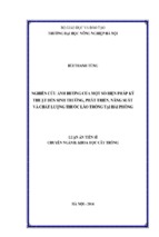 ảnh hưởng của một số biện pháp kỹ thuật đến sinh trưởng, phát triển, năng suất và chất lượng thuốc