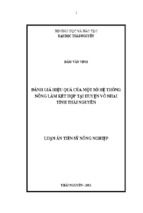 đánh giá hiệu quả của một số hệ thống nông lâm kết hợp tại huyện võ nhai tỉnh thái nguyên