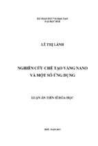 Luận án tiến sĩ nghiên cứu chế tạo vàng nano và một số ứng dụng