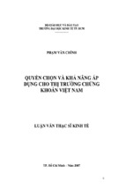 Quyền chọn và khả năng áp dụng cho thị trường chứng khoán việt nam