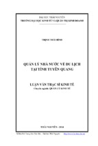 Quản lý nhà nước về du lịch tại tỉnh tuyên quang