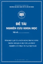 Tính độc lập của ngân hàng trung ương trong mối quan hệ với lạm phát   nghiên cứu thực tế tại việt nam