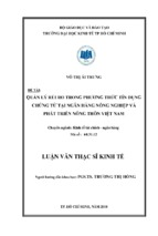 Quản lý rủi ro trong phƣơng thức tín dụng chứng từ tại ngân hàng nông nghiệp và phát triển nông thôn việt nam