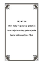 Thực trạng và giải pháp góp phần hoàn thiện hoạt động quản trị nhân lực tại khách sạn sông nhuệ