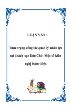 Thực trạng công tác quản lý nhân lực tại khách sạn dân chủ  một số kiến nghị hoàn thiện