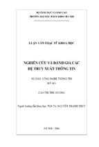 Nghiên cứu và đánh giá các hệ truy xuất thông tin