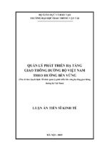 Quản lý phát triển hạ tầng giao thông đường bộ việt nam theo hướng bền vững