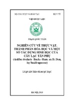 Nghiên cứu về thực vật, thành phần hóa học và một số tác dụng sinh học của cây lạc tân phụ (astilbe rivularis buch. ham. ex d. don), họ saxifragaceae