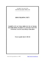 Nghiên cứu sự thay đổi cơ cấu sử dụng đất phi nông nghiệp của huyện tân yên tỉnh bắc giang giai đoạn 2006 2010