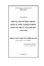 Những chuyển biến trong kinh tế nông nghiệp ở đồng bằng bắc bộ từ năm 1883 đến năm 1945