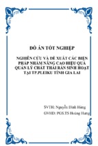 Nghiên cứu và đề xuất các biện pháp nhằm nâng cao hiệu quả quản lý chất thải rắn sinh hoạt tại tp.pleiku tỉnh gia lai