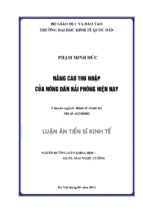 Luận án tiến sĩ nâng cao thu nhập của nông dân hải phòng hiện nay