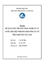 Luận văn tốt nghiệp đề xuất dây truyền công nghệ xử lý nước thải dệt nhuộm cho công ty cổ phần dệt may kỳ anh