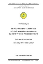 Kế toán xác định và phân tích kết quả hoạt động kinh doanh tại công ty tnhh cơ khí kiên giang