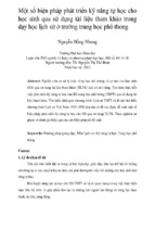 Luận văn thạc sỹ một số biện pháp phát triển kỹ năng tự học cho học sinh qua sử dụng tài liệu tham khảo trong dạy học lịch sử ở trường trung học phổ thông   nguyễn hồng nhung