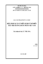 Iện pháp quản lý điều hành vĩ mô điều tiết thị trường dược phẩm việt nam