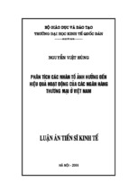 Phân tích các nhân tố ảnh hưởng đến hiệu quả hoạt động của các ngân hàng thương mại ở việt nam