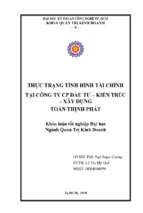 Thực trạng tình hình tài chính tại công ty cp đầu tư – kiến trúc – xây dựng toàn thịnh phát