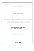 Doctoral thesis summary research on developing information resources of the public library system in vietnam