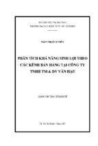 Phân tích khả năng sinh lợi theo các kênh bán hàng tại công ty tnhh tm & dv vân hậu