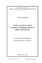 Nâng cao chất lượng cán bộ nữ lãnh đạo quản lý tỉnh tuyên quang