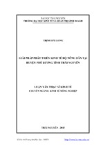 Giải pháp phát triển kinh tế hộ nông dân tại huyện phú lương tỉnh thái nguyên